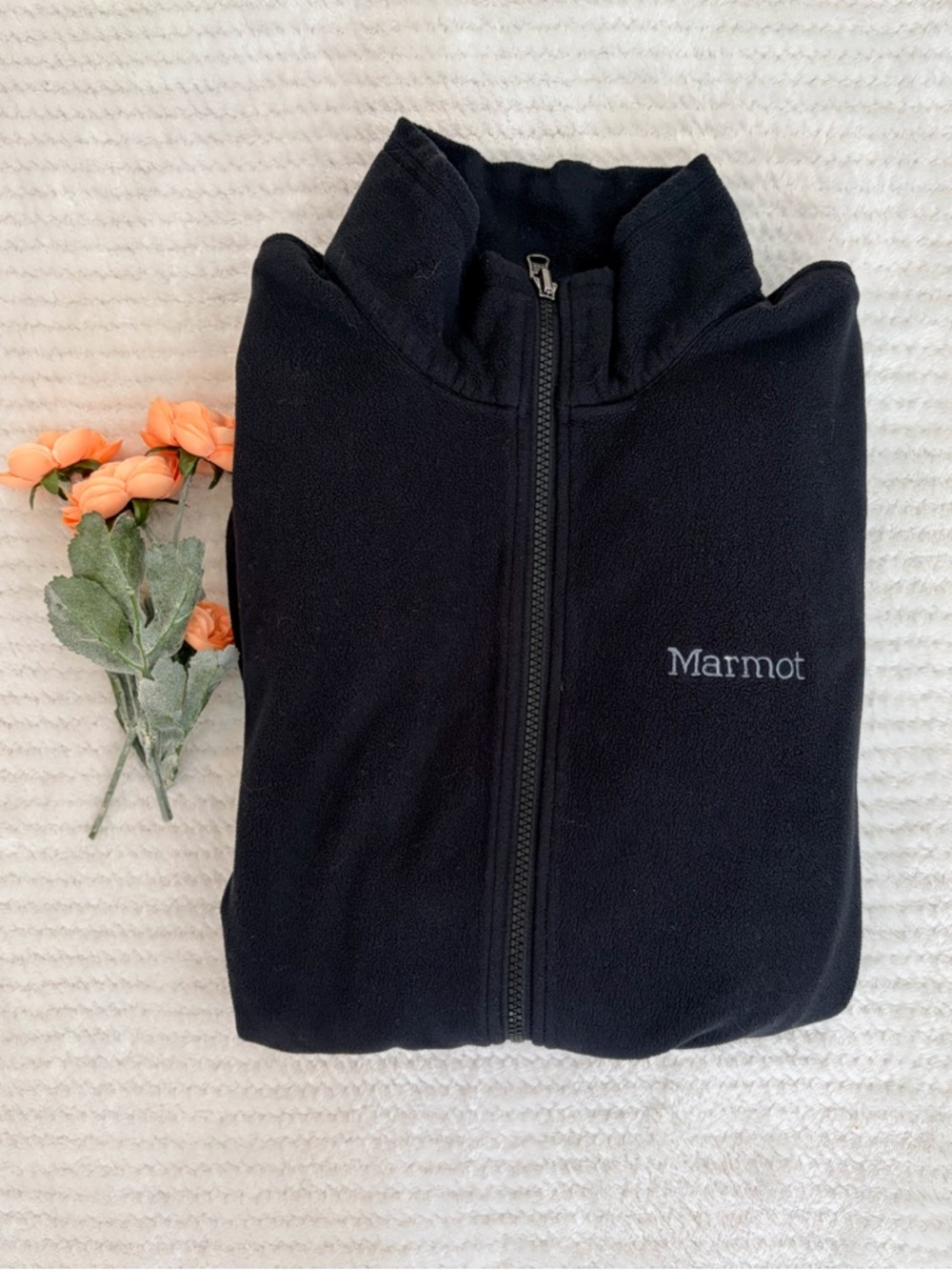 Marmot Black Fleece Jacket Size XL Full Zip Lightweight Outdoor Jacket